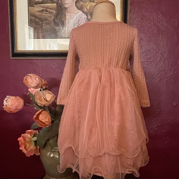 2t brand: special occasion, Pink long sleeve summer/spring dress - Picture 4 of 9